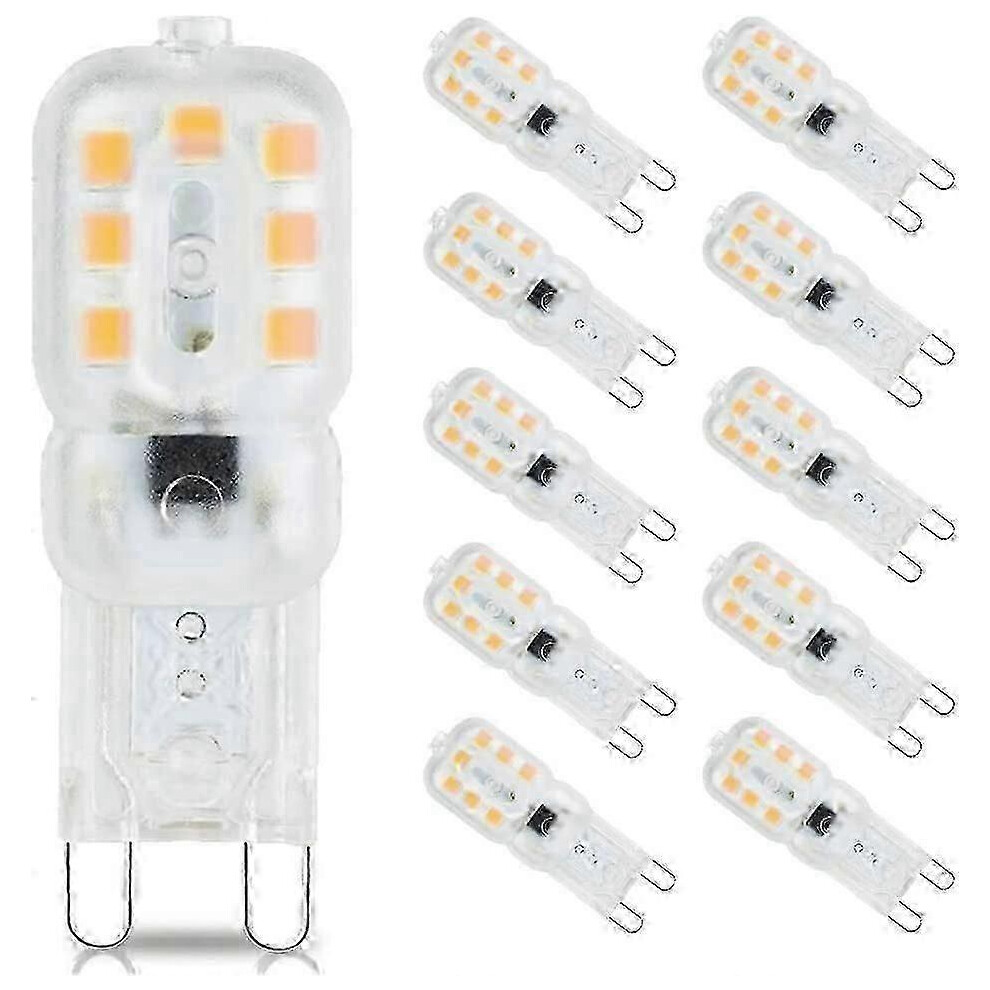 10 Pack G9 Led Bulbs Warm 3000K, G9 3W, Equivalent To 33W Halogen Bulb, 360 Beam Angle, Ac 220-240V, No Flicker [Energy Class E] White