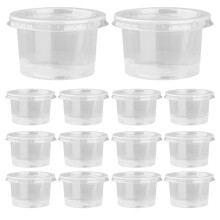 50 szt. plastikowych pojemników 140 ml z pokrywkami, przezroczyste