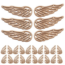 50 unid. asas de anjo em madeira natural para artesanato e decoração