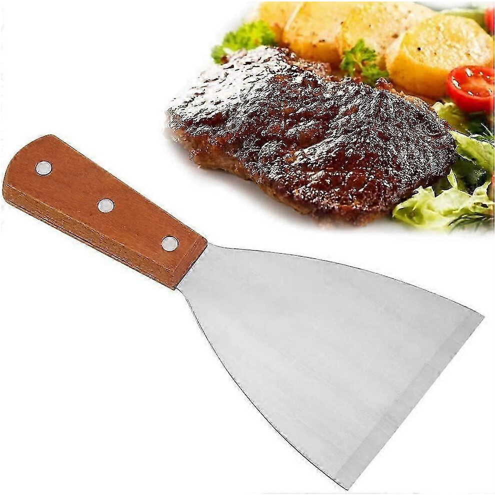 Griddle spatula, crepe spatula, stainless steel grill spatula, barbecue spatula, grill scraper/spatula for grilling meat, teppanyaki, hamburgers and