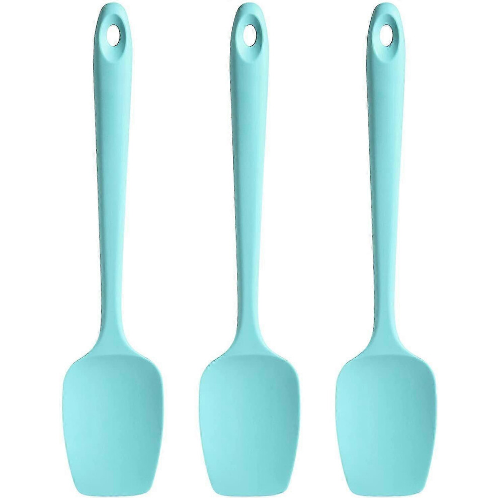 Silicone Spatula and Spoon Set of 3, Food Grade, BPA Free, Heat Resistant up to 600C, Kitchen Utensils for Baking and Mixing (Teal Blue)