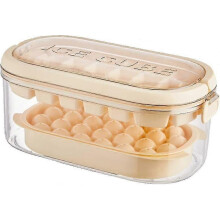 (Beige) Ice Cube Mold with Lid for Ice, Cocktail, Whiskey, Tea, Coffee, Juice (Green)