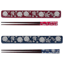Set of 2 pairs of portable Japanese chopsticks with storage boxes