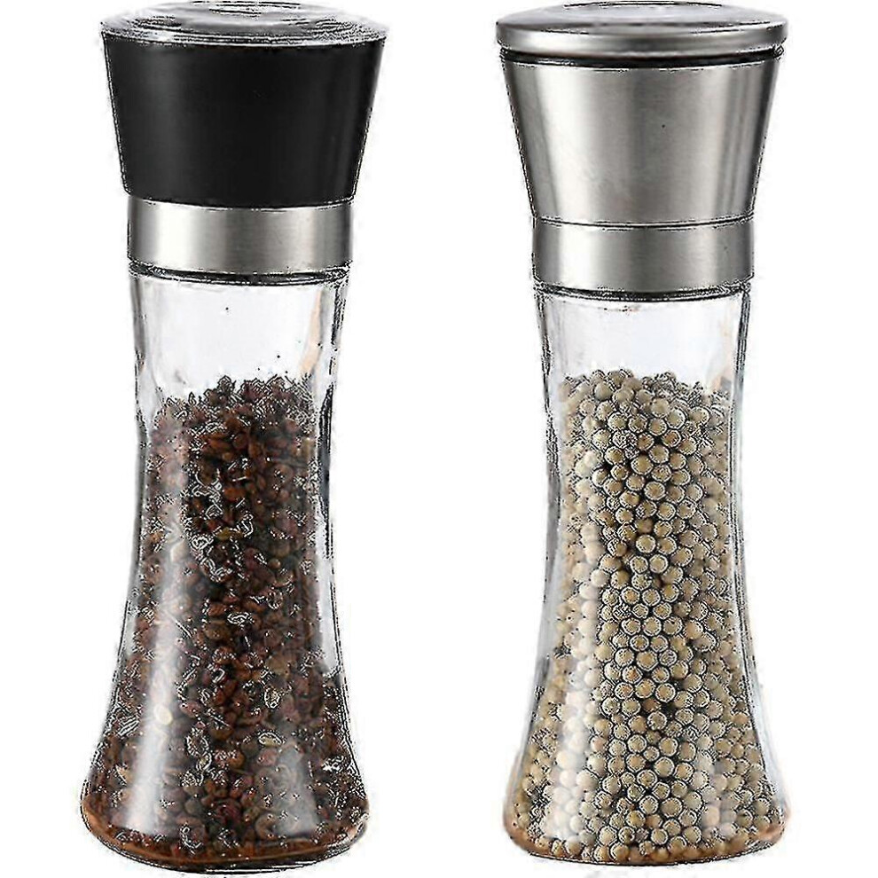 Set of 2 Premium Stainless Steel Salt and Pepper Grinders - Adjustable Ceramic Sea Salt and Pepper Mills