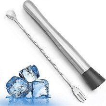 20cm Cocktail Muddler and Mixing Spoon, Stainless Steel Cocktail Muddler, Home Bartender Tool, Bar Utensil Set