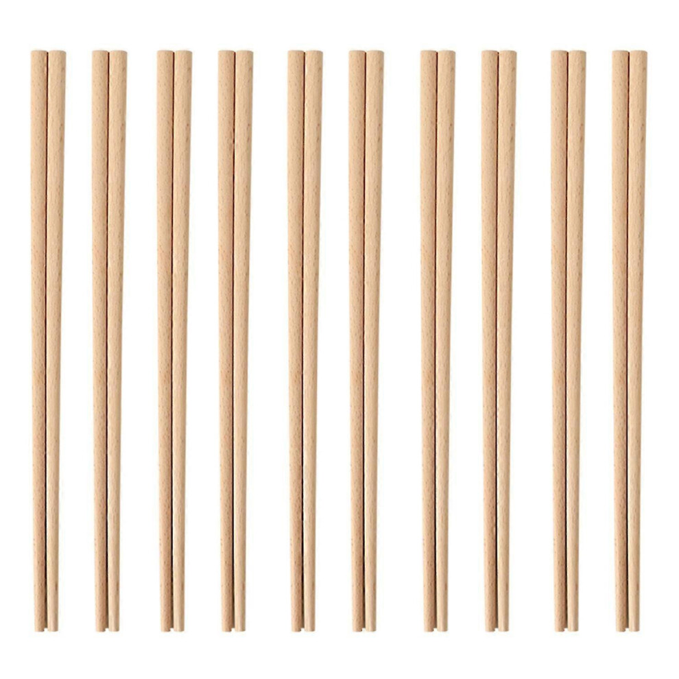 （E） 10 Pairs Natural Wooden Japanese Chinese Chopsticks Non-slip High Temperature Resistant Chopsticks
