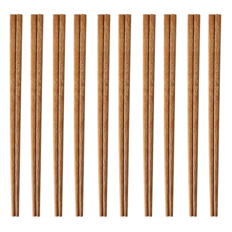 （D） 10 Pairs Natural Wooden Japanese Chinese Chopsticks Non-slip High Temperature Resistant Chopsticks
