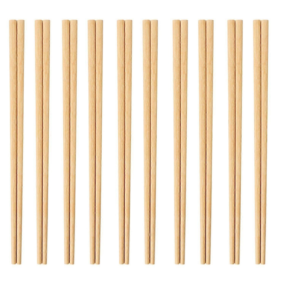 （C） 10 Pairs Natural Wooden Japanese Chinese Chopsticks Non-slip High Temperature Resistant Chopsticks