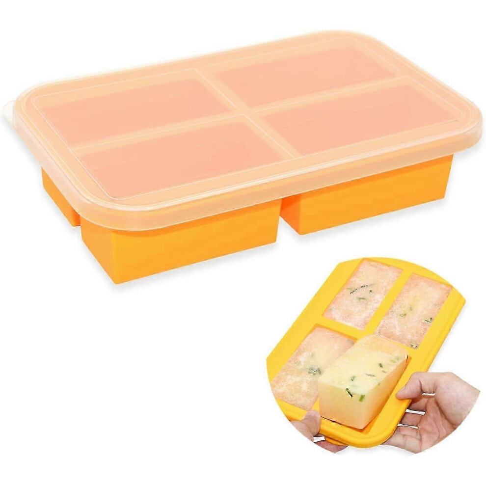 Ice Cube Tray with Lid, Silicone Freezer Tray, Baby Food Freezer Trays, Soup Cubes for Sauce Meal Prep
