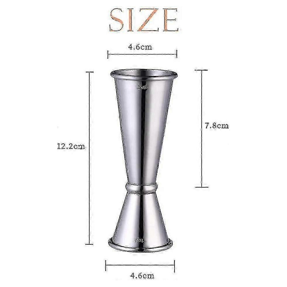 Double-dose cocktail jigger, 30ml/60ml stainless steel measuring cup, for craft drinks