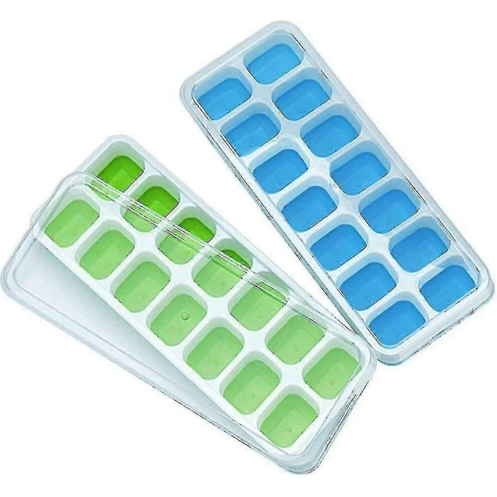 Silicone Ice Cube Trays, Easy Release and Flexible, 14 Ice Cube Trays with Splash Proof System