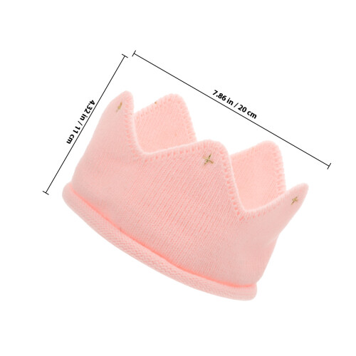 boné de inverno em malha para bebê e criança com faixa e coroa rosa 1