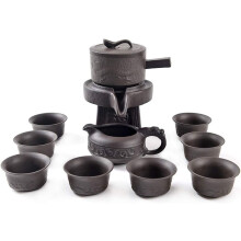 Chinese Gongfu Tea Gift Set, Service Automatic Stone-Mill Design Handmade Ceramics Tea Pot 8 Cups brown