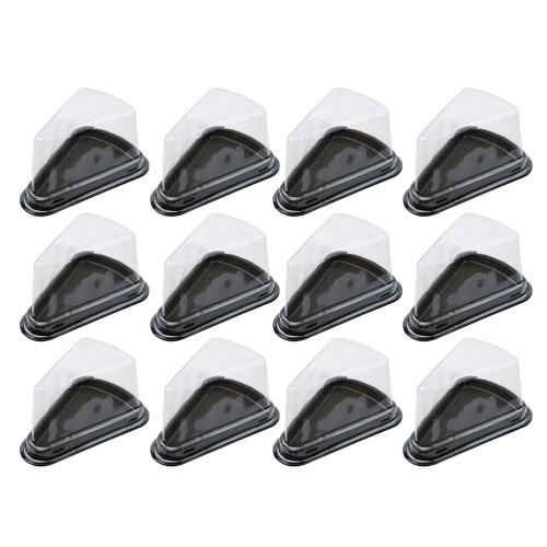 100Pcs Triangle Cake Containers Black Pet Non-Slip Sealed Lid 2