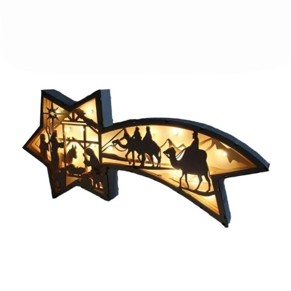 Festive LED Wooden Star Shaped Nativity Scene Christmas Desk Lamp 2025-image-OPC-PKJHSBM-NEW