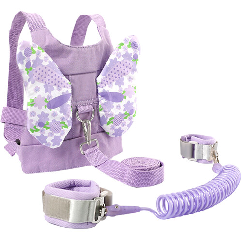conjunto de coleira e pulseira anti perda com tema de borboletas para bebê 1