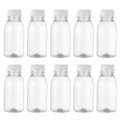 10 garrafas plásticas transparentes de 350 ml para leite e bebidas