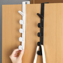 (Black, 2pcs) Door Back Hooks, Fashion Plastic Bag Hooks, Long Row, Easy Install Wall Mounted Storage Rack, Perfect for Dorms & Christmas Celebrations!