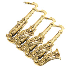 4 unidades de saxófono artificial de plástico dorado, decorativo, DIY
