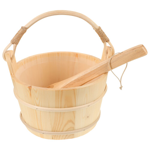 Conjunto Colher Barril Madeira Para Banho E Sauna 2