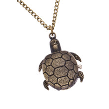 reloj de bolsillo retro con diseño de tortuga de aleación y cadena