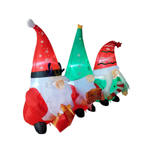 Living And Home Christmas Inflatable Gnome Trio with LED Lights 2