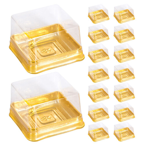 set da 100 scatole plastiche quadrate 50 g per bignè e moon cake