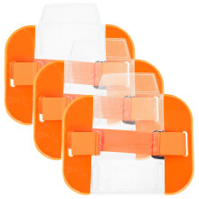 3Pz Porta Badge Braccio Arancione PVC Nylon Per Lavoro Sicurezza