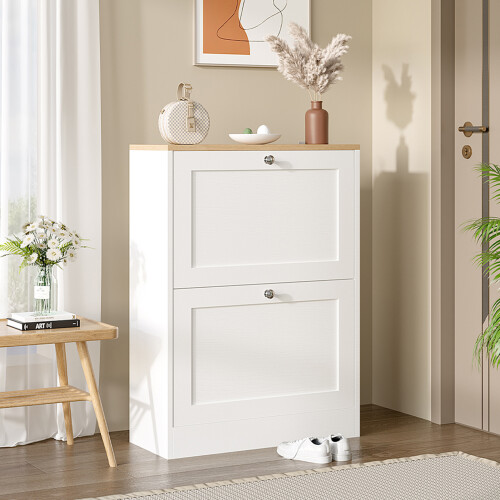 Living And Home Wooden 2 Drawer Flip Down Shoe Cabinet
