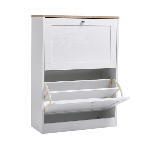 Living And Home Wooden 2 Drawer Flip Down Shoe Cabinet 2
