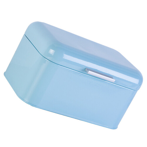 scatola per pane in metallo blu vintage, ideale per casa e caffè 1