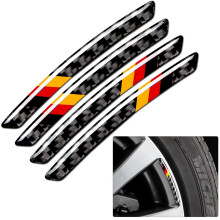 muekzru 4PCS Universal Wheel Sticker 3D Tricolor Flag Emblem Badge til alle modeller Universal Carbon Fiber Wheel Protection Tyskland Flag Emblem