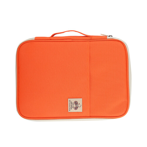 borsa documenti a4 multifunzionale con cerniera arancione portatile