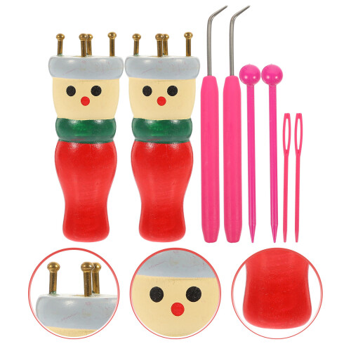 conjunto de boneco de tricô com carretel e ferramenta em madeira, kit diy 2