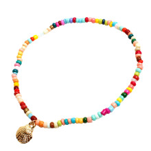pulseira de tornozelo colorida em liga de concha havaiana para mulher