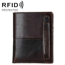 For 8232 Antimagnetic Rfid Men Oil Wax Leather Wallet With Detachable Card Holder