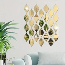 (Silver, one-size) Set of 10 Leaf-Shaped Mirror Wall Stickers, 15*8CM Size, 1mm Thick Plastic Home Decor, Decorative Stylish PS Mirrors for Modern Interiors,