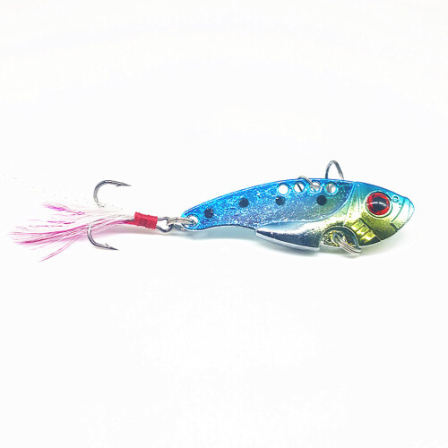 4 pezzi esche rigide metallo wobble spoon piumate con amo 7 g 1