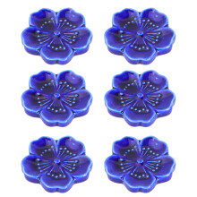 6 Unidades Porta-Chopsticks Sakura Em Cerâmica Azul Escuro