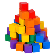 conjunto 50 peças blocos madeira cúbicos educação infantil matemático