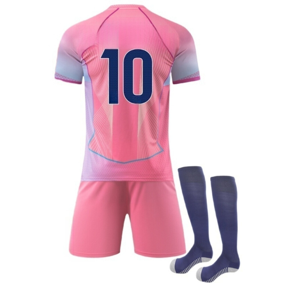 (20(110-120CM)) Pink Away Activewear Print #10 Football Fans Training Shirt Sets For Kids And Adult
