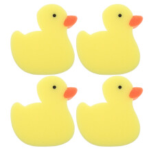 4 esponjas de banho em formato de pato, macias para crianças