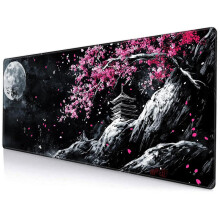 (Multicolor, 11.8*31.5inch) Cherry Blossom Landscape Pattern Mouse Pad, 1 Count Rectangle Gaming Mouse Pad with Anti-slip Rubber, Office Desk Keyboard Mouse Pad for
