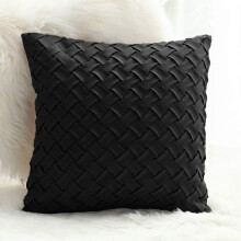 (Black, Pack of 4) FILLED CUSHION Faux Fur Plush Decorative Throw CUSHION 18x18 inch, 45x45 cm, Dark Blue Fluffy Striped Soft Decorative Cushion Cover for
