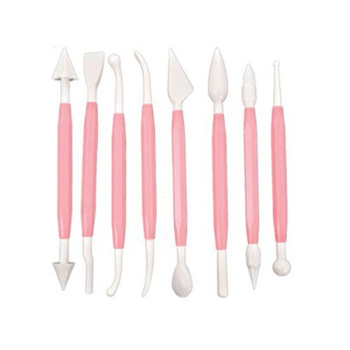 kit 8 em 1 para decoração de bolos e arte com açúcar rosa