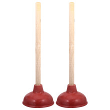 2Stk Rote Closestool Saugnapf Wc Rohrreiniger Aus Holz Und Gummi