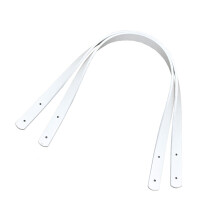 2 alças para bolsa em couro PU, 60 cm, com rebites, branco