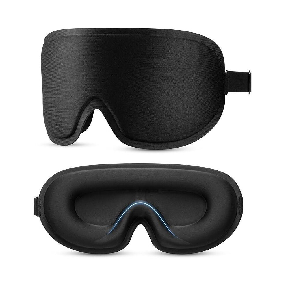 Black (, One-Size) 3D Deep Contoured Eye Cover For Sleeping, Adjustable Sleep Mask With Nose Pad Design, Sleeping Mask Strap, Sleep Patches For Eye, Ey