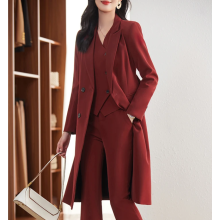 (XL)Long Jacket Business Vest Pants Three Piece