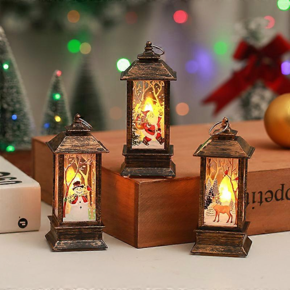 Christmas decorations Christmas wind lantern candlestick lamp night light flame wind lantern Santa Claus decoration Christmas giftWhite Snowman-image-OPC-PKJMNSG-NEW